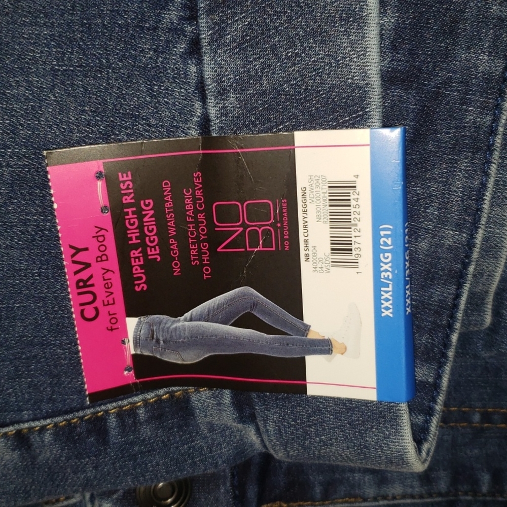 Curvy super high rise med blue Juniors plus XXXL(21) NOBO jeggings stretch jeans - Picture 6 of 7